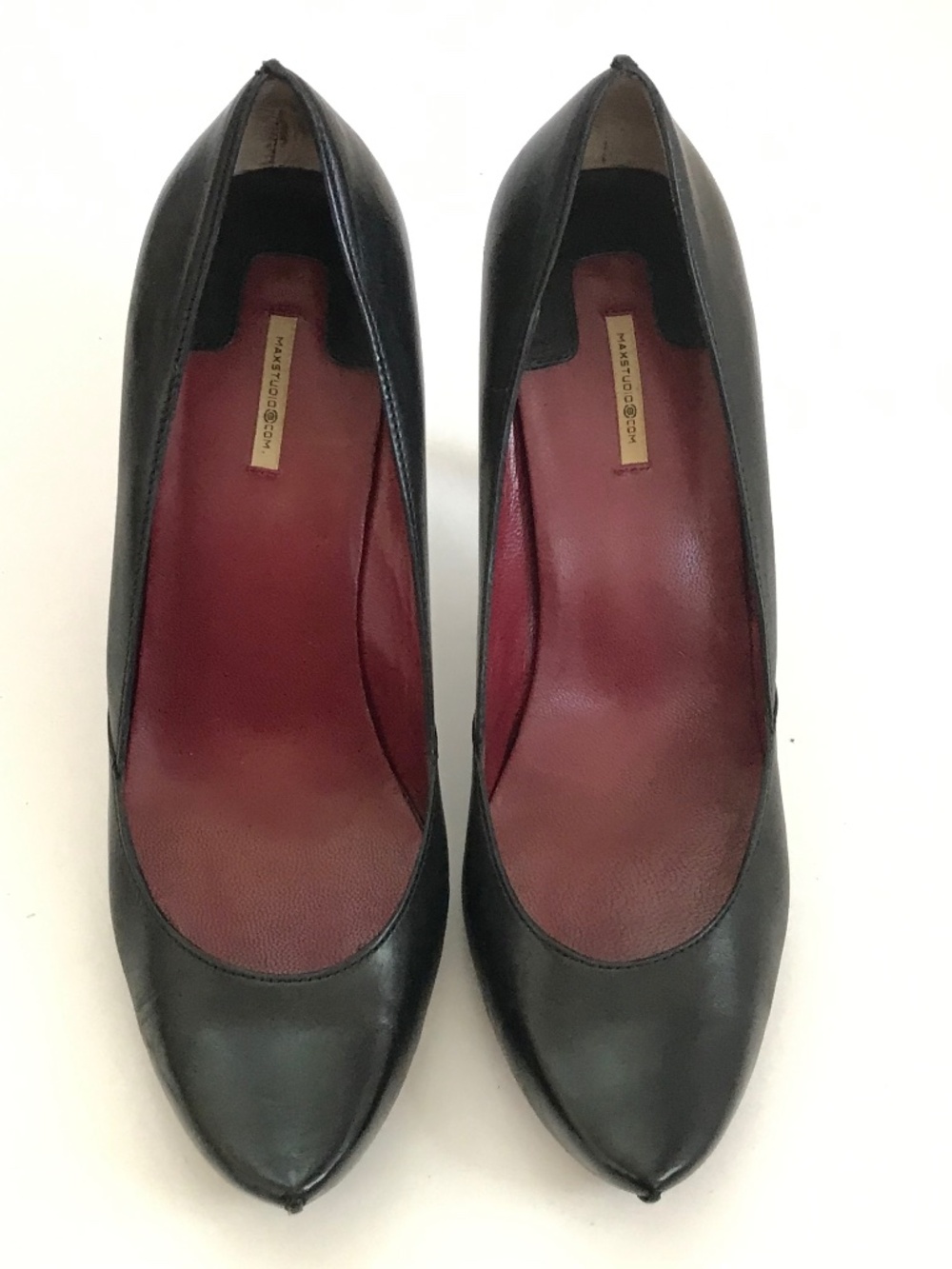 MAX STUDIO Stiletto Heels Black Leather Pumps Women’s Size 6